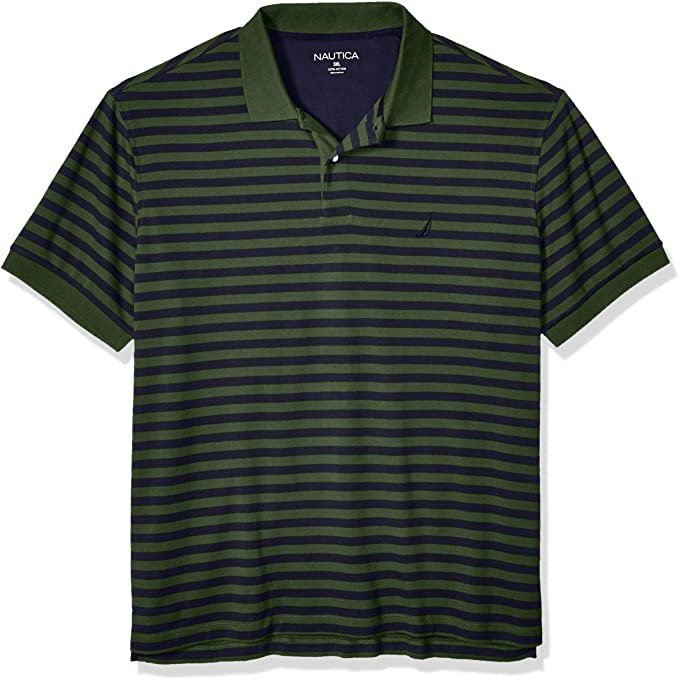 Nautica Mens Cotton Stripe Soft Golf Polo Shirts