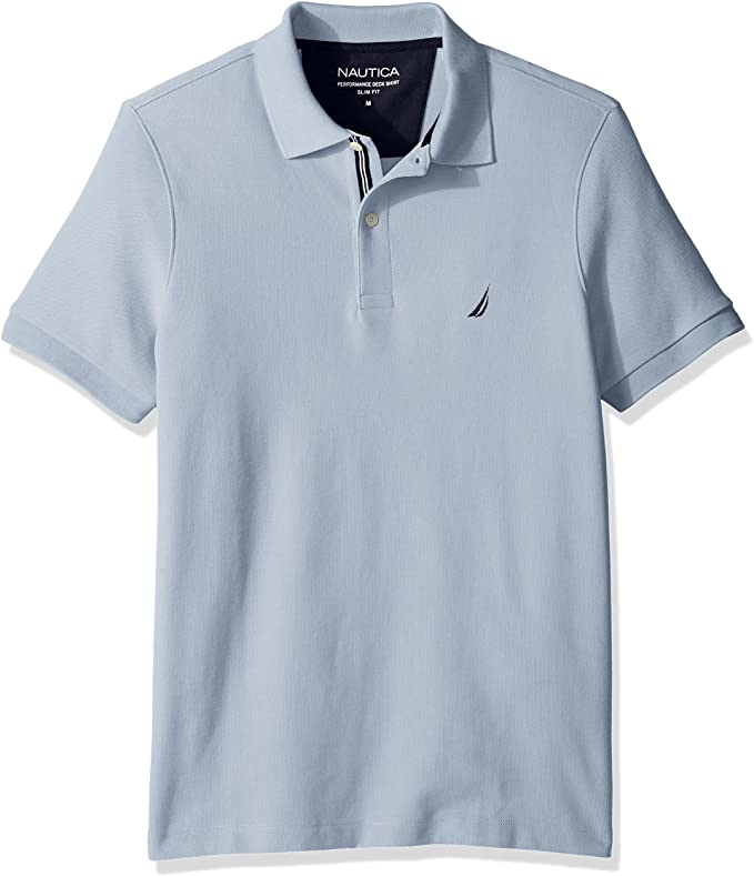 Nautica Mens Slim Fit Solid Golf Polo Shirts
