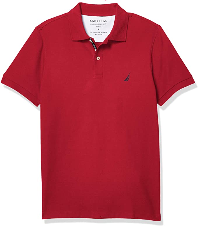 Nautica Mens Slim Fit Solid Golf Polo Shirts