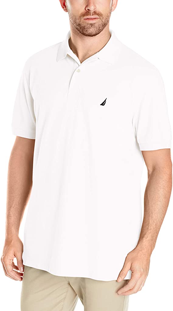 Mens Nautica Solid Cotton Pique Golf Polo Shirts