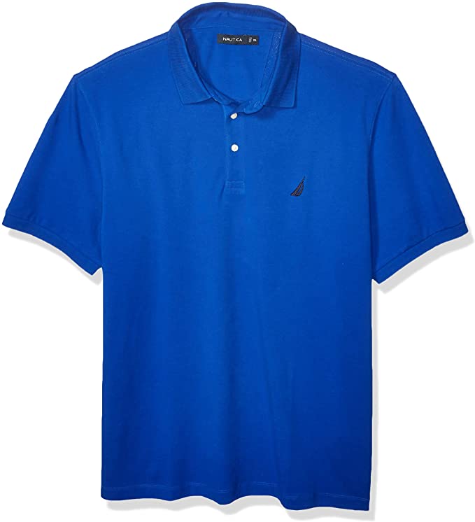 Nautica Mens Solid Stretch Cotton Pique Golf Polo Shirts