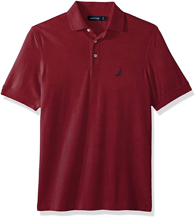 Nautica Mens Solid Stretch Cotton Pique Golf Polo Shirts