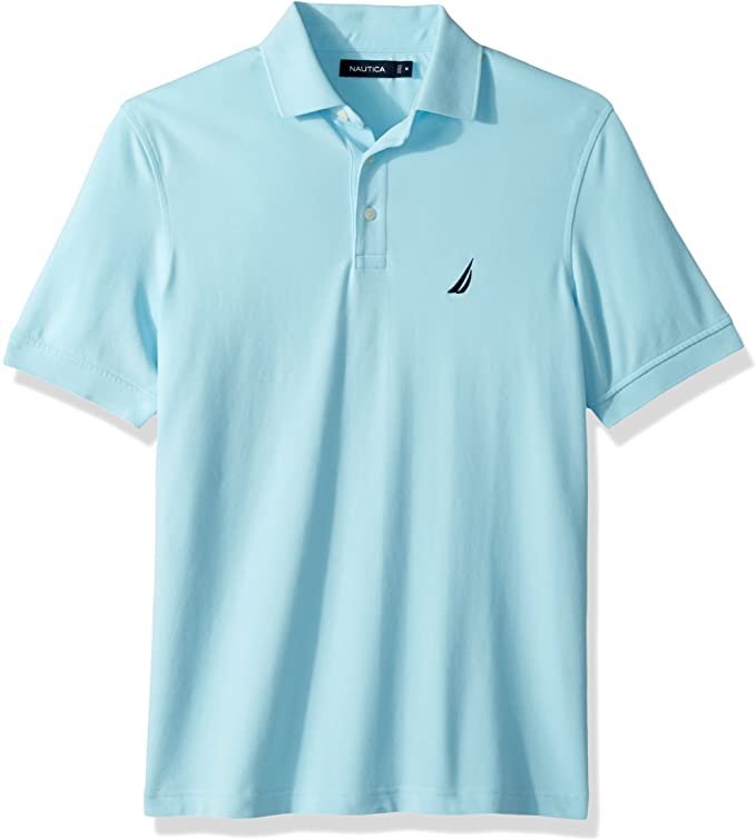 Nautica Mens Solid Stretch Cotton Pique Golf Polo Shirts