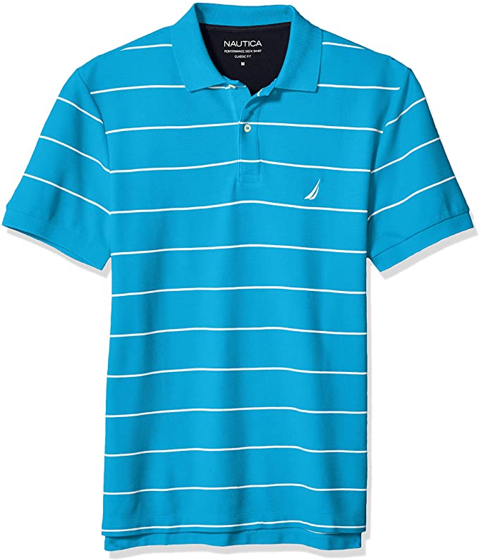 Mens Nautica Stripe Deck Anchor Golf Polo Shirts