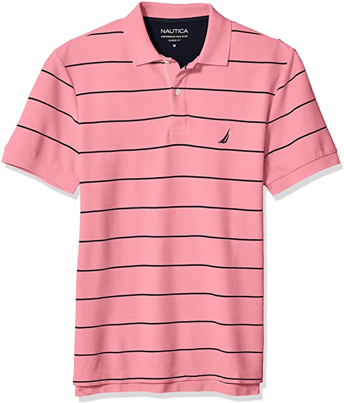 Nautica Mens Stripe Deck Anchor Golf Polo Shirts