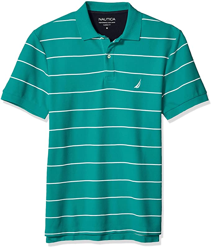 Nautica Mens Stripe Deck Anchor Golf Polo Shirts