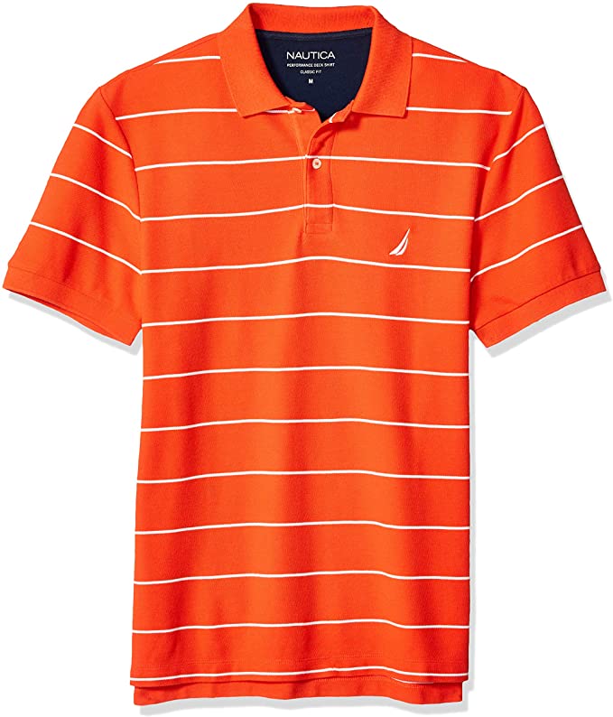 Nautica Mens Stripe Deck Anchor Golf Polo Shirts