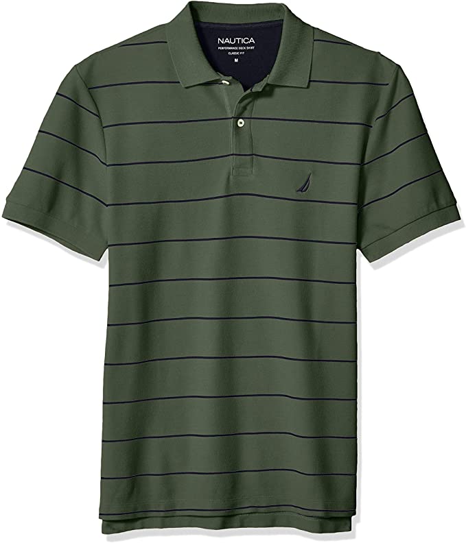 Nautica Mens Stripe Deck Anchor Golf Polo Shirts