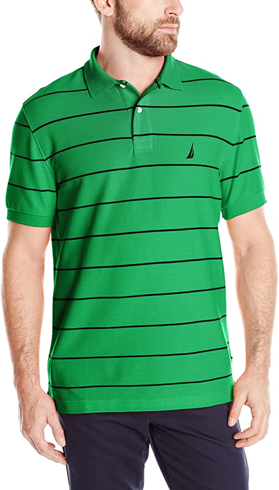 Mens Nautica Stripe Performance Pique Golf Polo Shirts