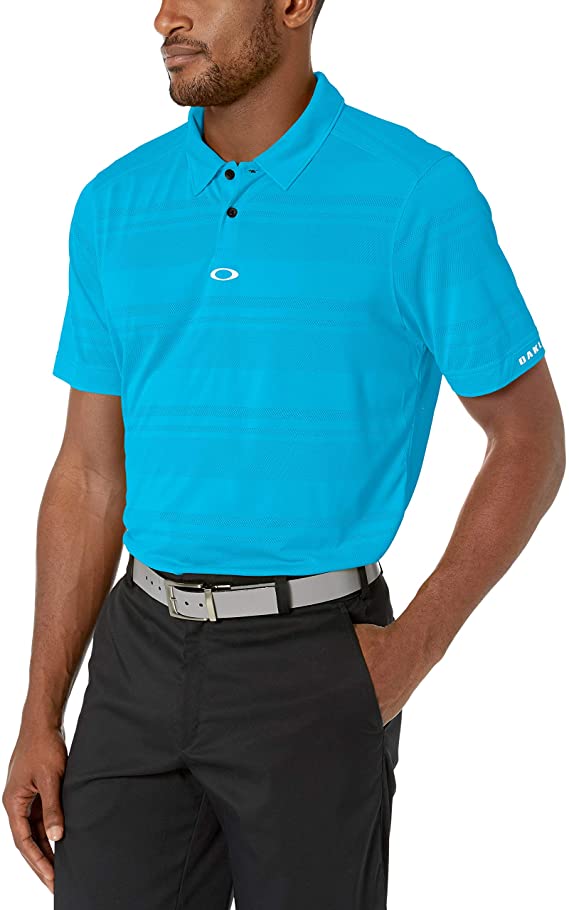 Oakley Mens Aero Stripe Jacquard Golf Polo Shirts