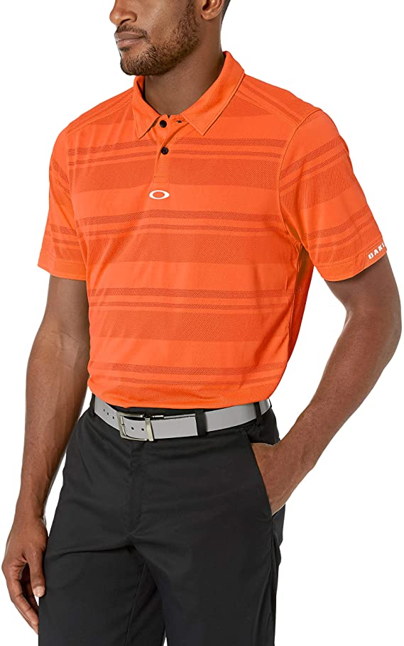 Oakley Mens Aero Stripe Jacquard Golf Polo Shirts