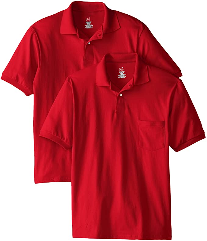 Mens Hanes Jersey Pocket Golf Polo Shirts