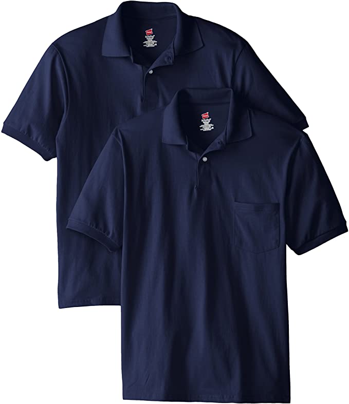 Hanes Mens Jersey Pocket Golf Polo Shirts