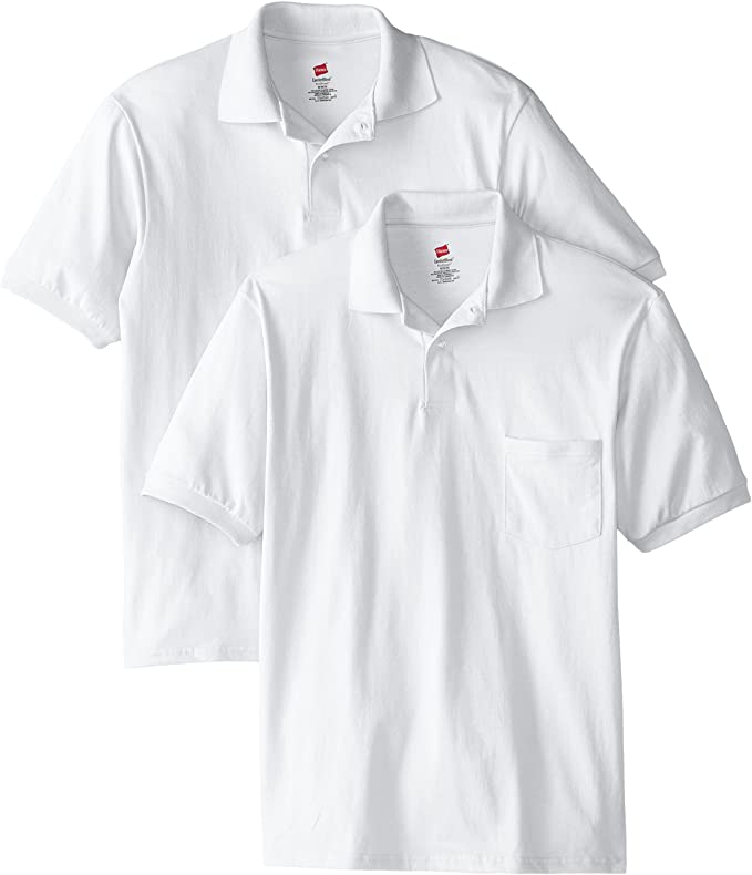 Hanes Mens Jersey Pocket Golf Polo Shirts