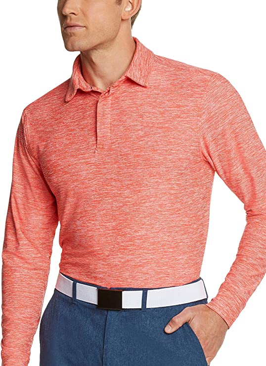 Mens Three Sixty Six Long Sleeve Quick Dry Golf Polo Shirts