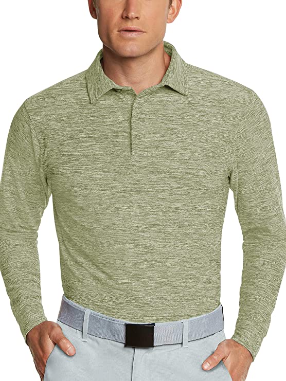 Three Sixty Six Mens Long Sleeve Dry Fit Golf Polo Shirts