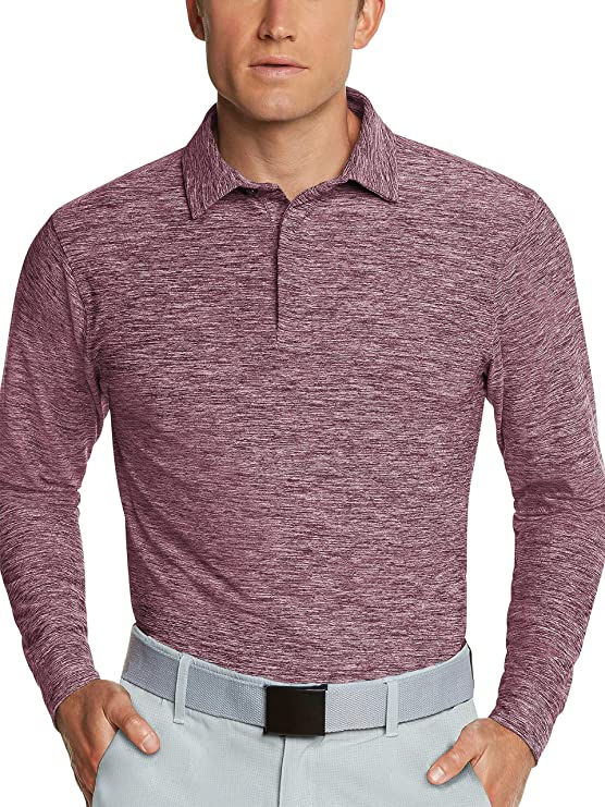 Three Sixty Six Mens Long Sleeve Dry Fit Golf Polo Shirts