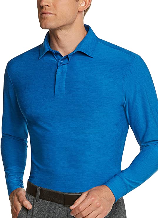 Three Sixty Six Mens Long Sleeve Dry Fit Golf Polo Shirts