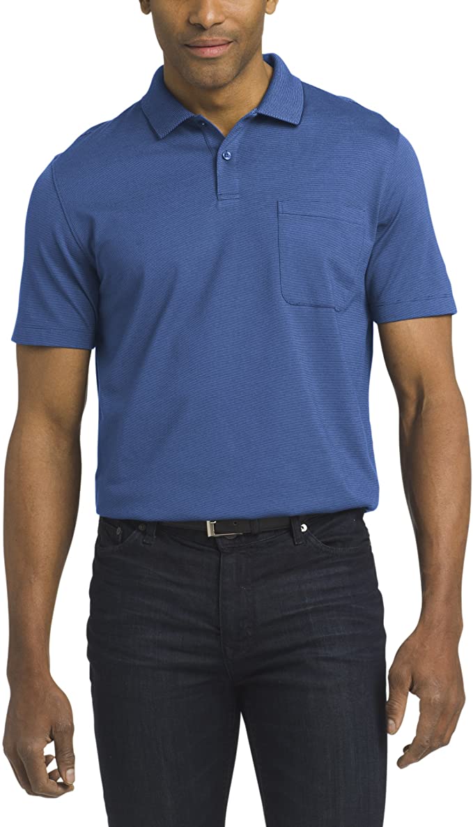 Van Heusen Mens Jacquard Stripe Golf Polo Shirts