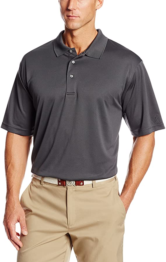 PGA Tour Mens Airflux Short Sleeve Solid Golf Polo Shirts