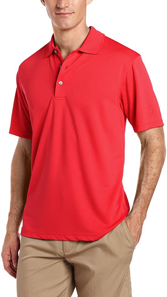 PGA Tour Mens Airflux Short Sleeve Solid Golf Polo Shirts