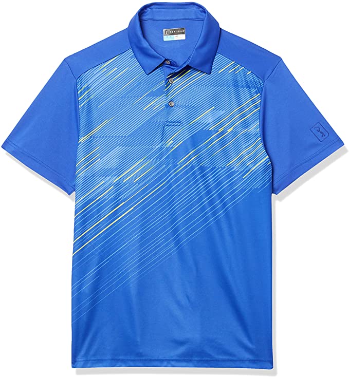 Mens PGA Tour Asymmetrical Printed Golf Polo Shirts