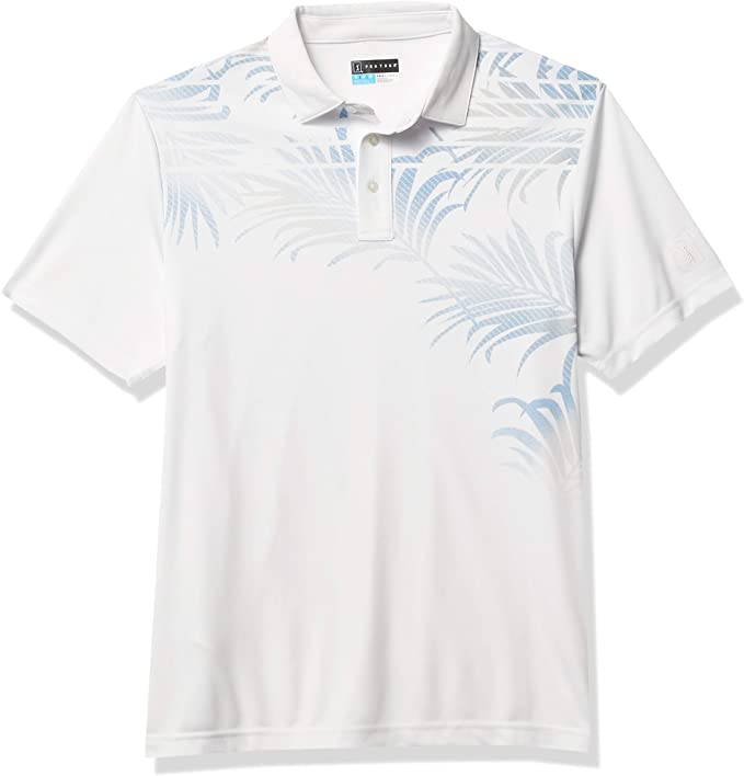 PGA Tour Mens Asymmetrical Printed Golf Polo Shirts