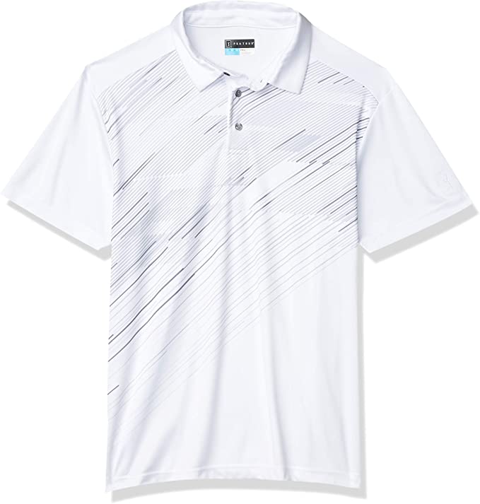 PGA Tour Mens Asymmetrical Printed Golf Polo Shirts
