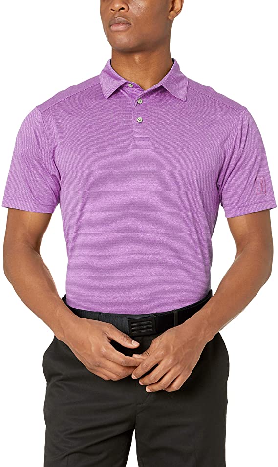 Mens PGA Tour Fine Line Yarn Dyed Golf Polo Shirts