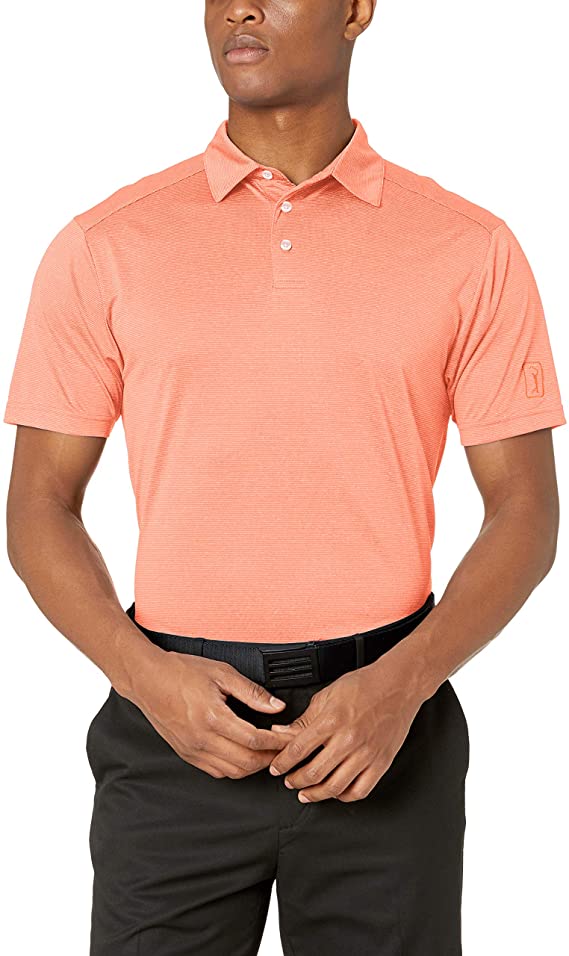 PGA Tour Mens Fine Line Yarn Dyed Golf Polo Shirts