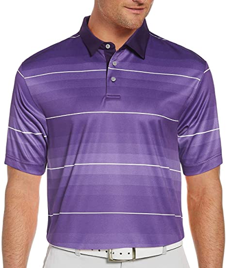Mens PGA Tour Gradient Stripe Printed Golf Polo Shirts