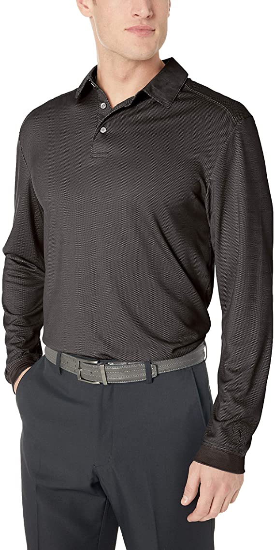 Mens PGA Tour Long Sleeve Birdseye Golf Polo Shirts