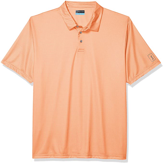 Mens PGA Tour Mini Gingham Print Golf Polo Shirts