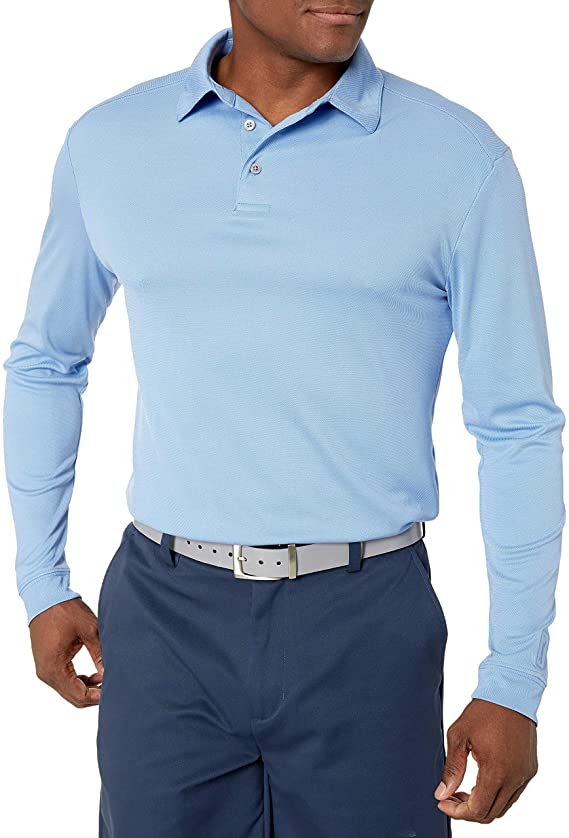 PGA Tour Mens Performance Long Sleeve Soft Touch Golf Polo Shirts