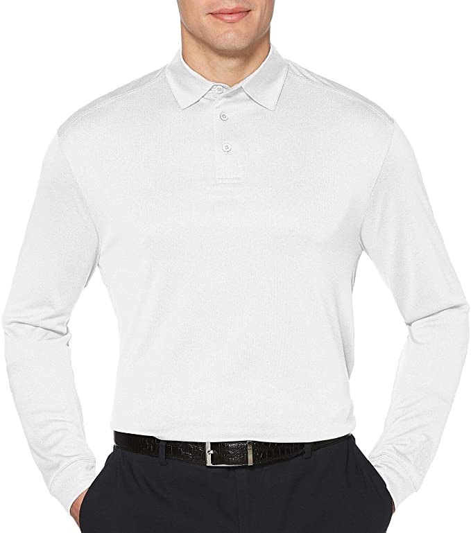 PGA Tour Mens Performance Long Sleeve Soft Touch Golf Polo Shirts