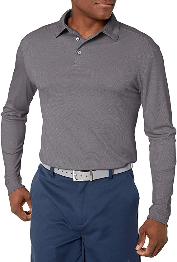 PGA Tour Mens Performance Long Sleeve Soft Touch Golf Polo Shirts