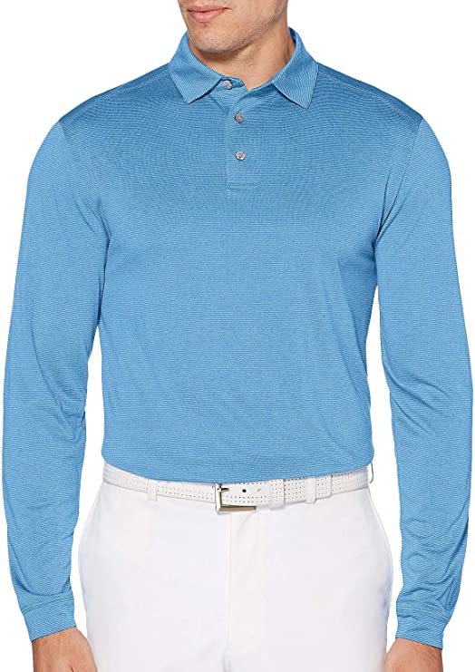 PGA Tour Mens Performance Long Sleeve Soft Touch Golf Polo Shirts