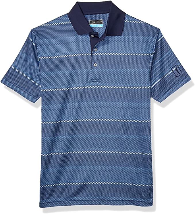 Mens PGA Tour Short Sleeve Jaquard Golf Polo Shirts