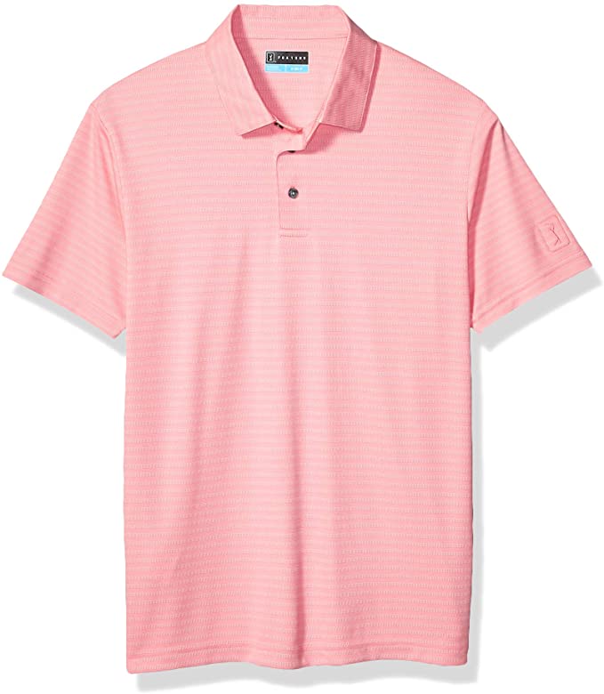 PGA Tour Mens Short Sleeve Jaquard Golf Polo Shirts