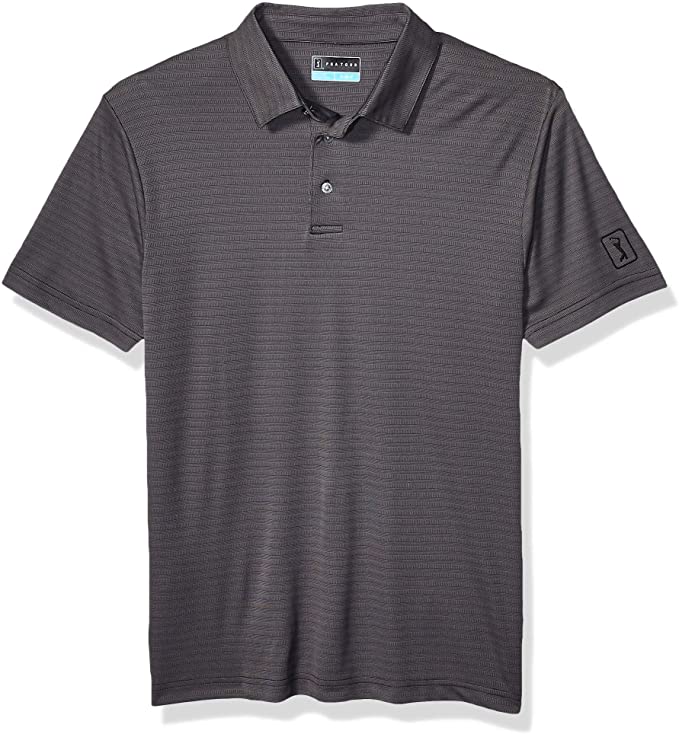 PGA Tour Mens Short Sleeve Jaquard Golf Polo Shirts