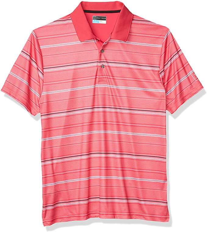 Mens PGA Tour Short Sleeve Striped Golf Polo Shirts