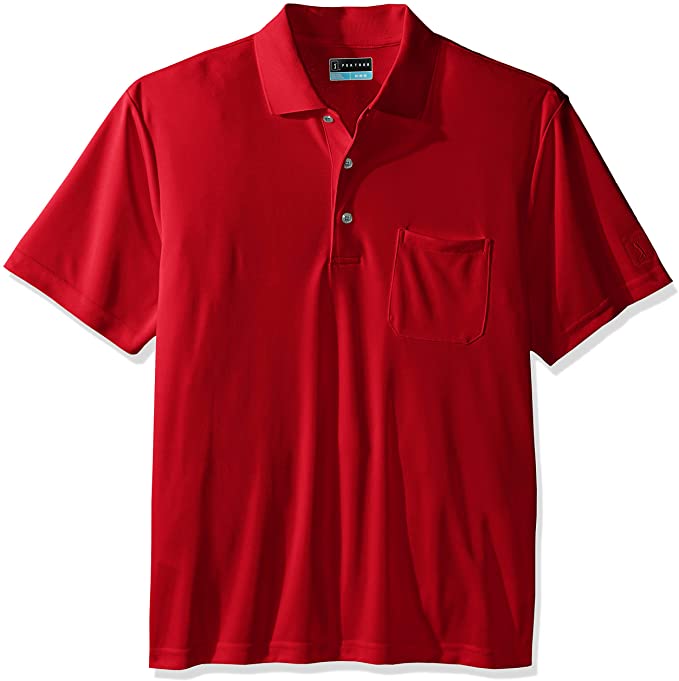 Mens PGA Tour Solid Pocketed Golf Polo Shirts