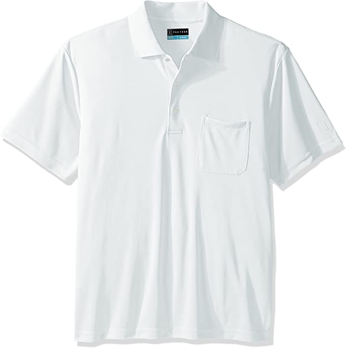 PGA Tour Mens Solid Pocketed Golf Polo Shirts