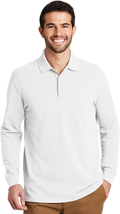 Mens Port Authority EZCotton Long Sleeve Golf Polo Shirts