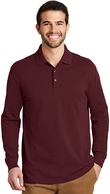 Port Authority Mens EZCotton Long Sleeve Golf Polo Shirts