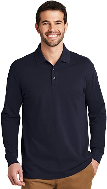 Port Authority Mens EZCotton Long Sleeve Golf Polo Shirts