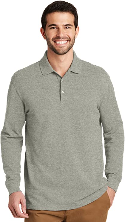 Port Authority Mens EZCotton Long Sleeve Golf Polo Shirts