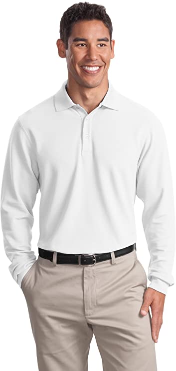 Mens Port Authority Long Sleeve EZCotton Golf Polo Shirts