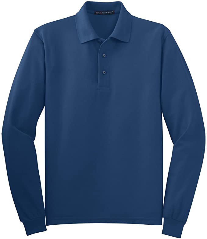 Mens Port Authority Silk Touch Long Sleeve Golf Polo Shirts