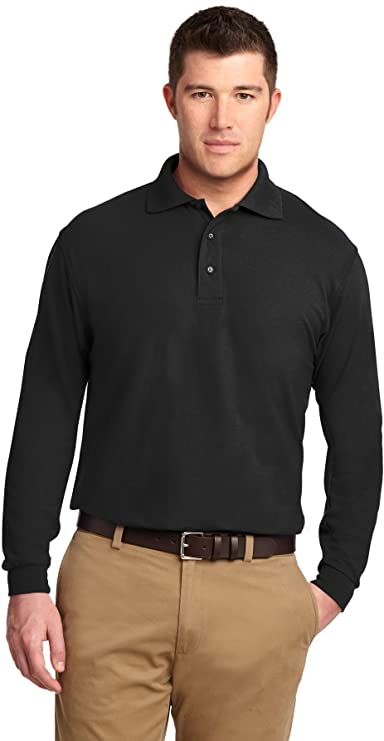 Port Authority Mens Silk Touch Long Sleeve Golf Polo Shirts